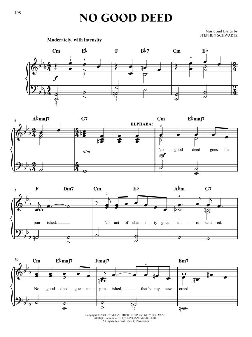 Wicked - Complete Movie Collection for Easy Piano