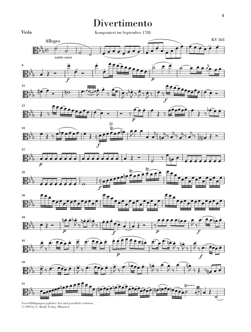 Mozart: String Trio in E-flat Major, K. 563