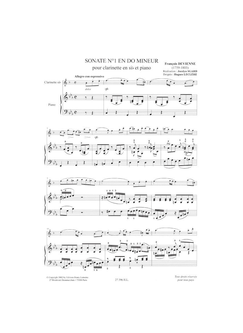Devienne: Clarinet Sonata No. 1 in C Minor