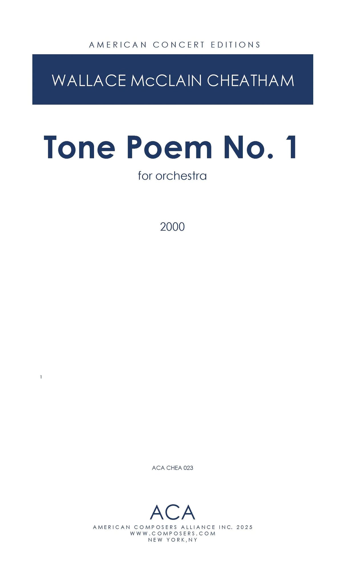 Cheatham: Tone Poem No. 1