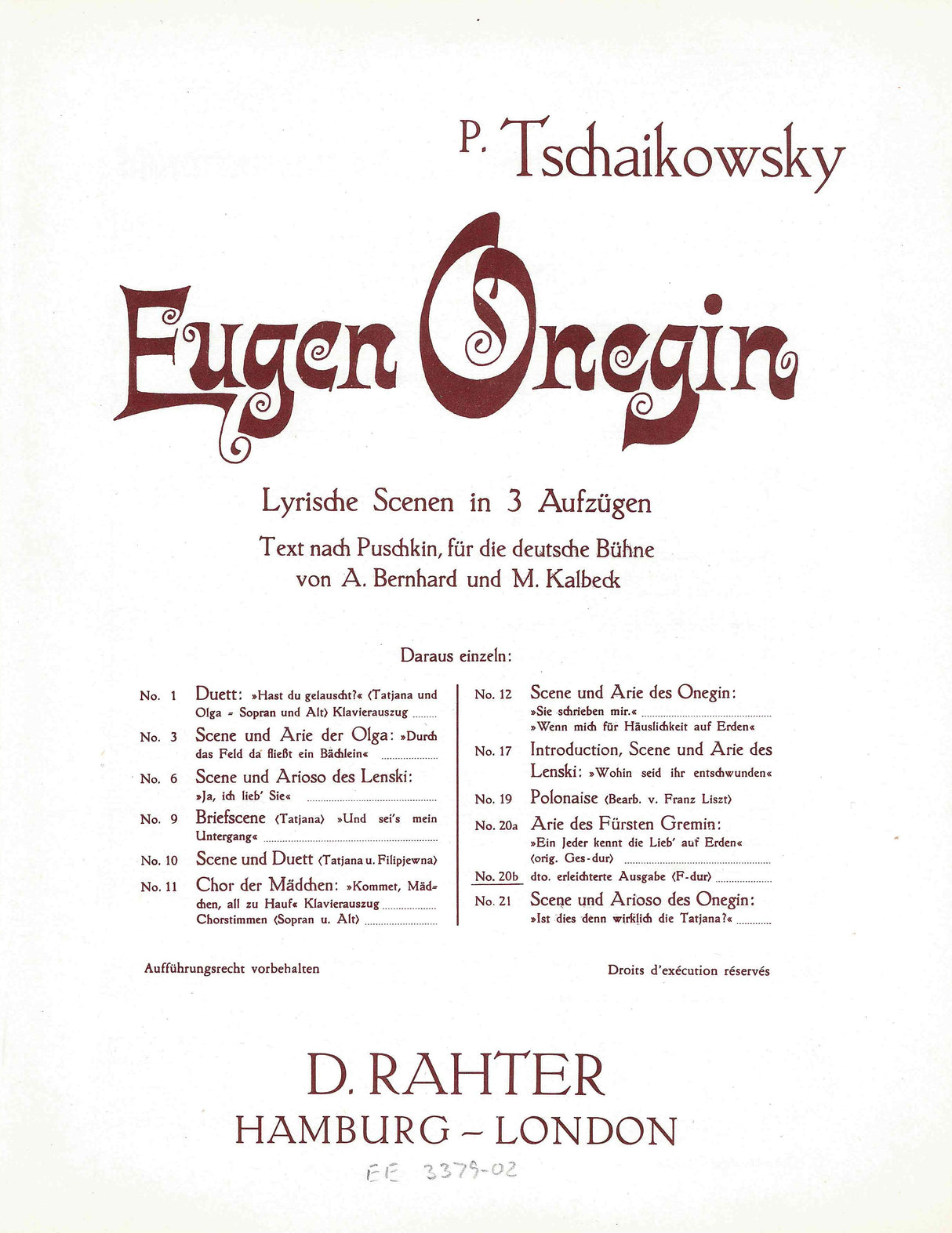 Tchaikovsky: Gremin's Aria in G-Flat Major, Op. 24, No. 20a