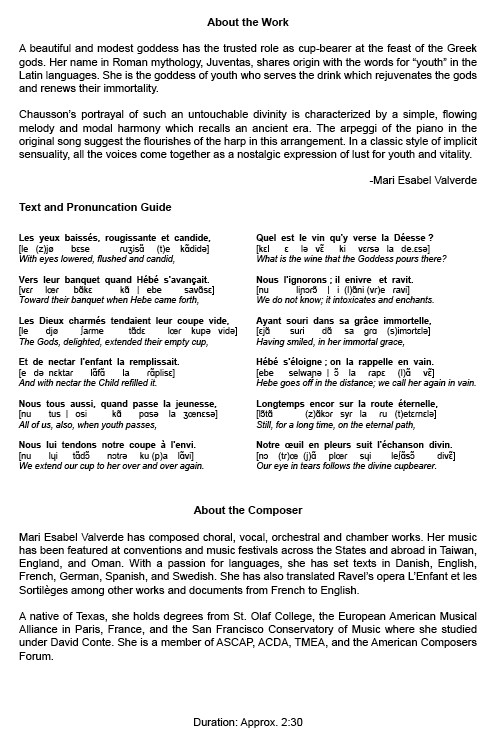 Chausson: Hébé (arr. for SSA)