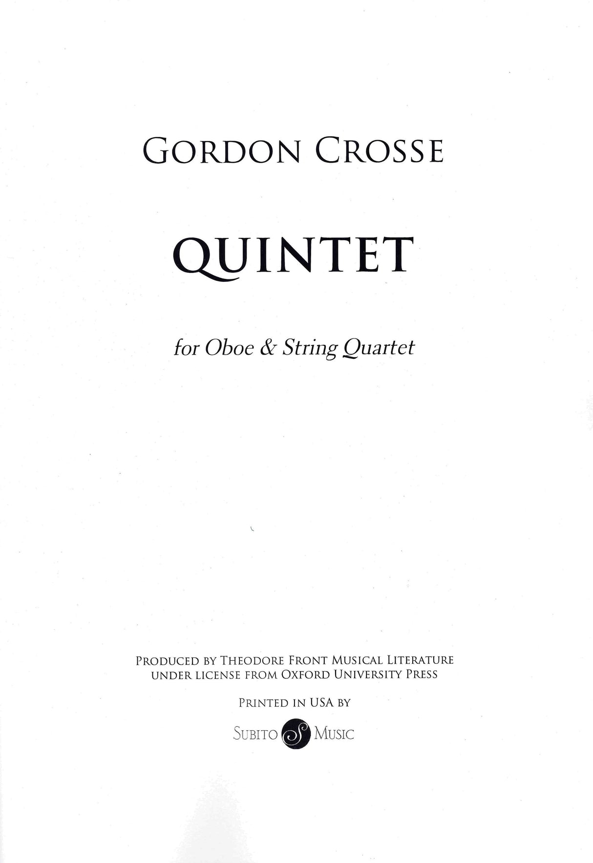 Crosse: Quintet for Oboe & String Quartet