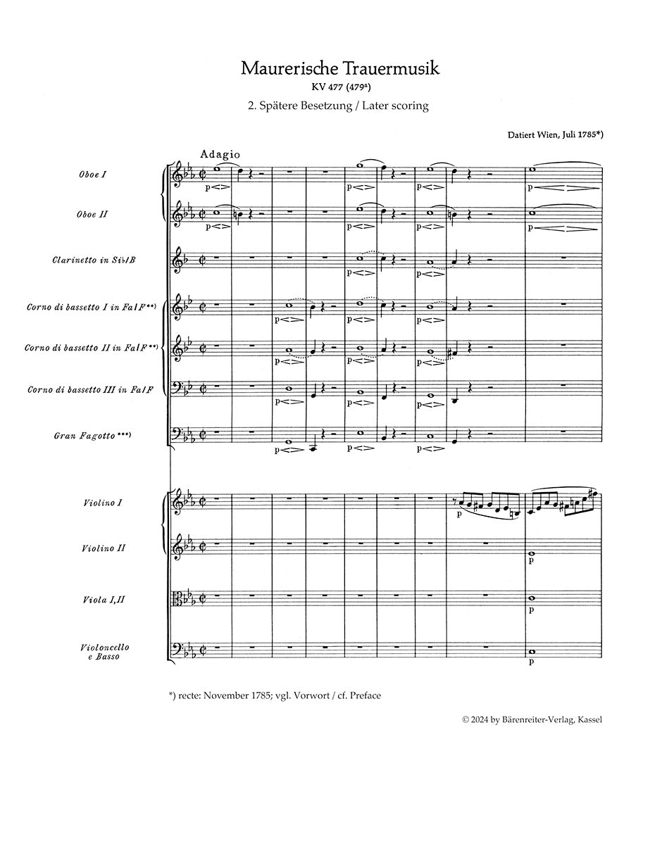 Mozart: Masonic Funeral Music, K. 477 (479a)