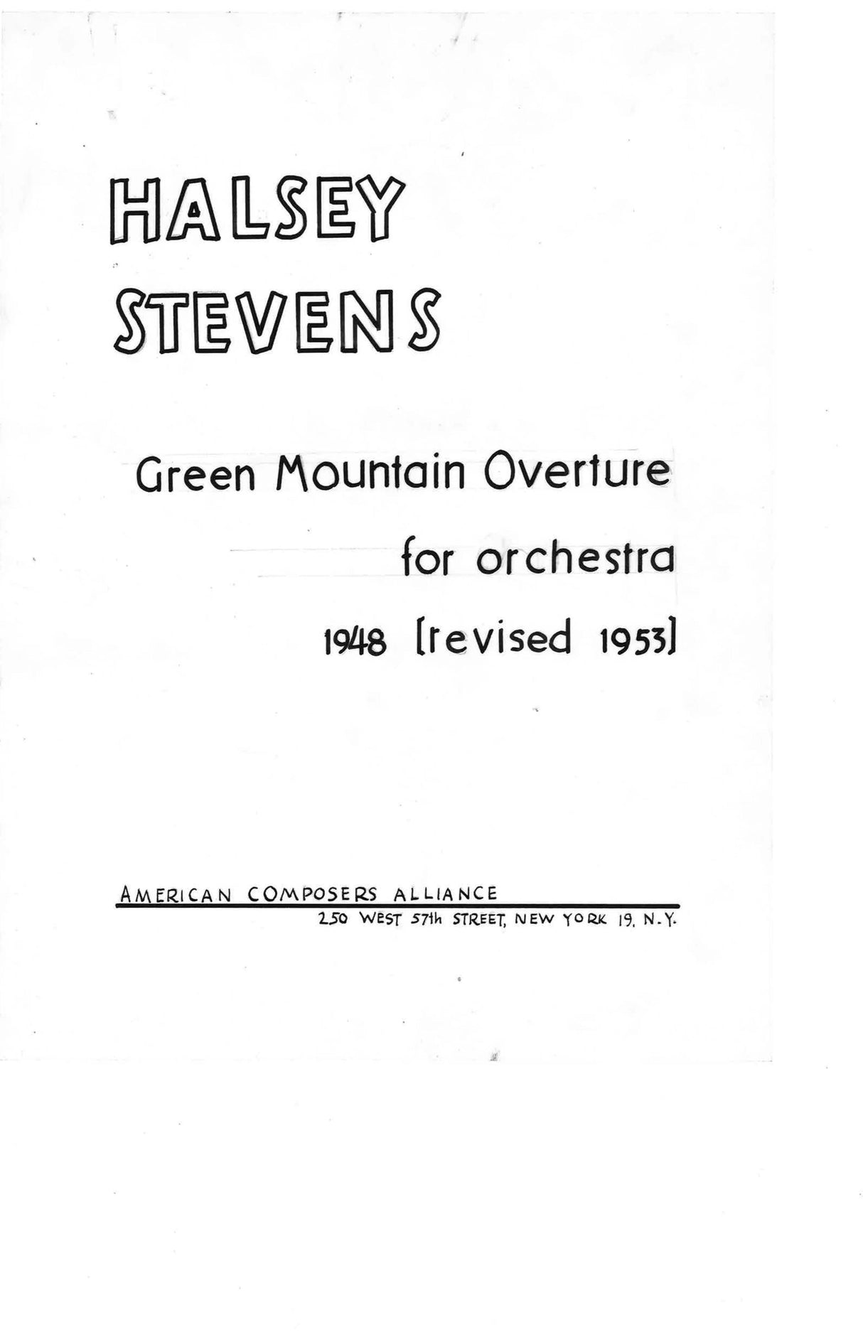 Stevens: A Green Mountain Overture