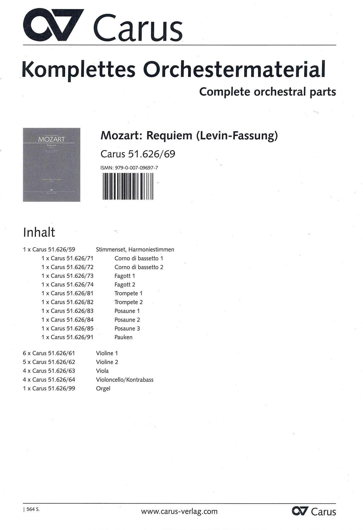 Mozart: Requiem, K. 626 (completed by Levin)