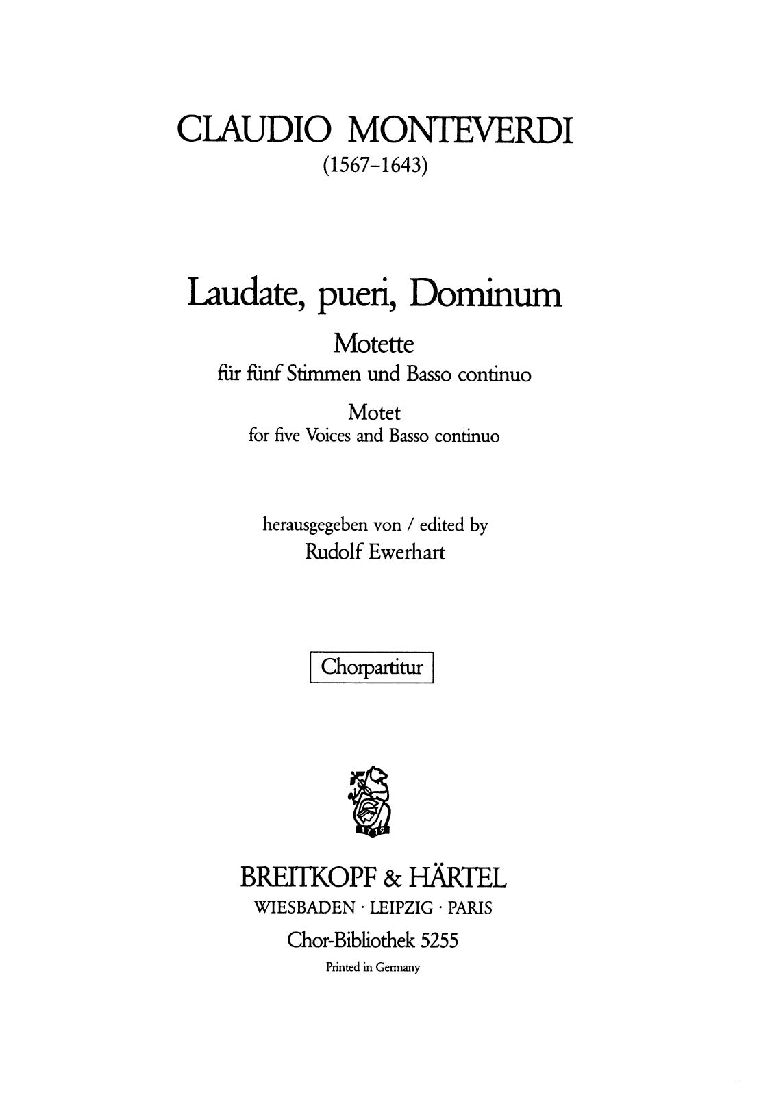 Monteverdi: Laudate, pueri, Dominum