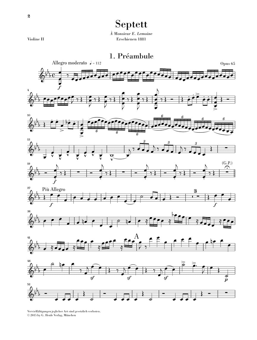 Saint-Saëns: Septet in E-flat Major, Op. 65