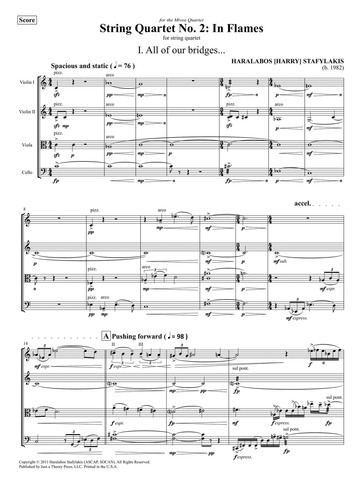 Stafylakis: String Quartet No. 2 ("In Flames")