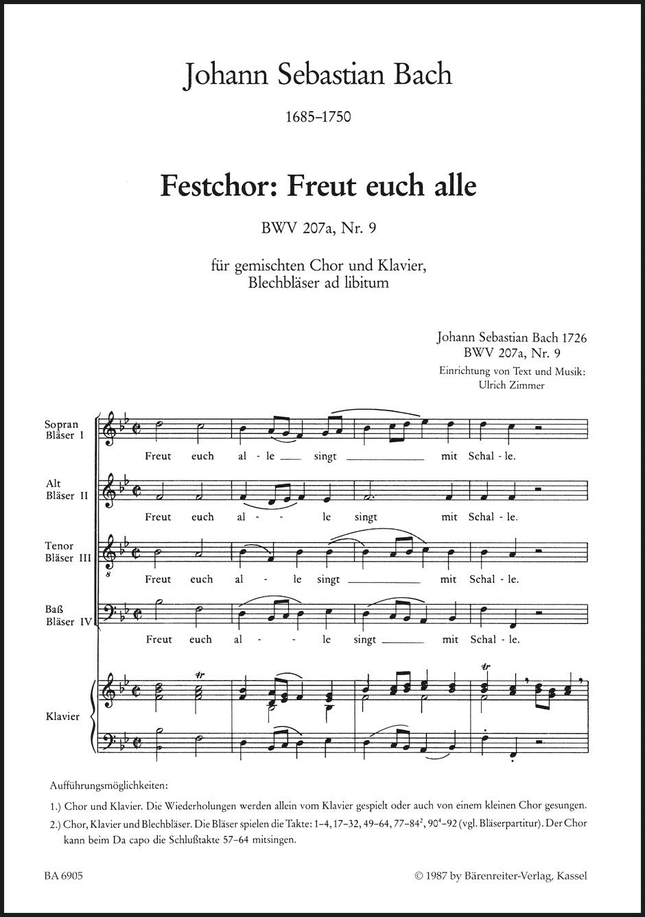 Bach: Freut euch alle, BWV 207a, No. 9