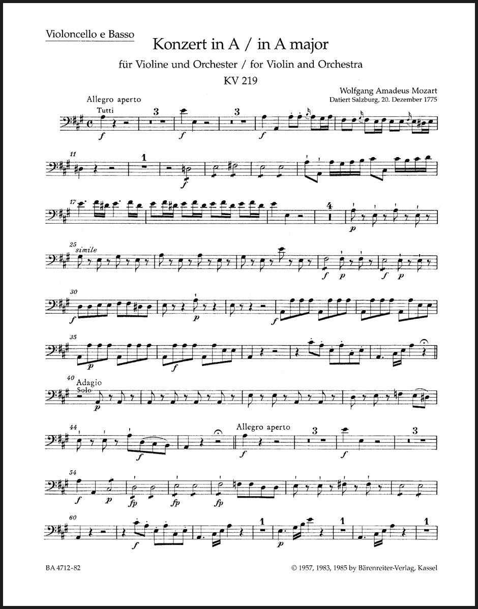 Mozart: Violin Concerto No. 5 in A Major, K. 219