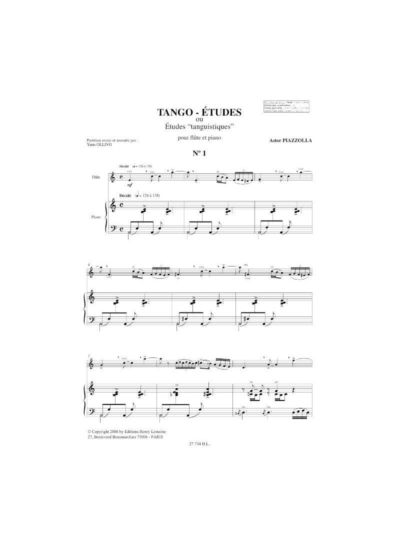 Piazzolla: Tango-Études (for flute and piano)