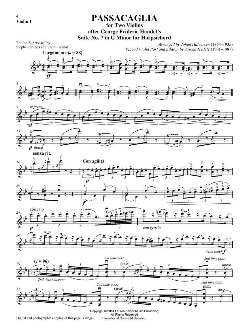 Handel-Halvorsen: Passacaglia (arr. for two violins by Heifetz)