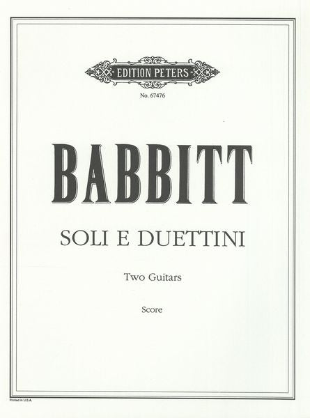 Babbitt: Soli e Duettini