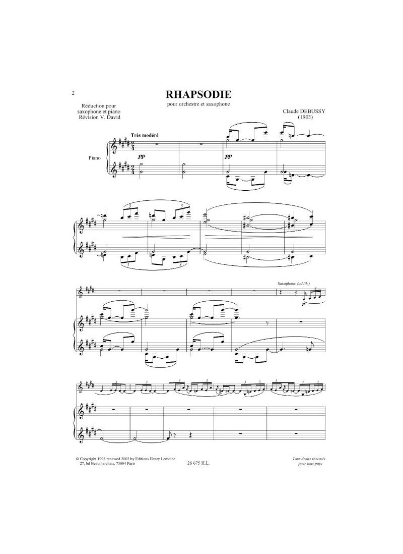 Debussy: Rhapsody for Alto Saxophone