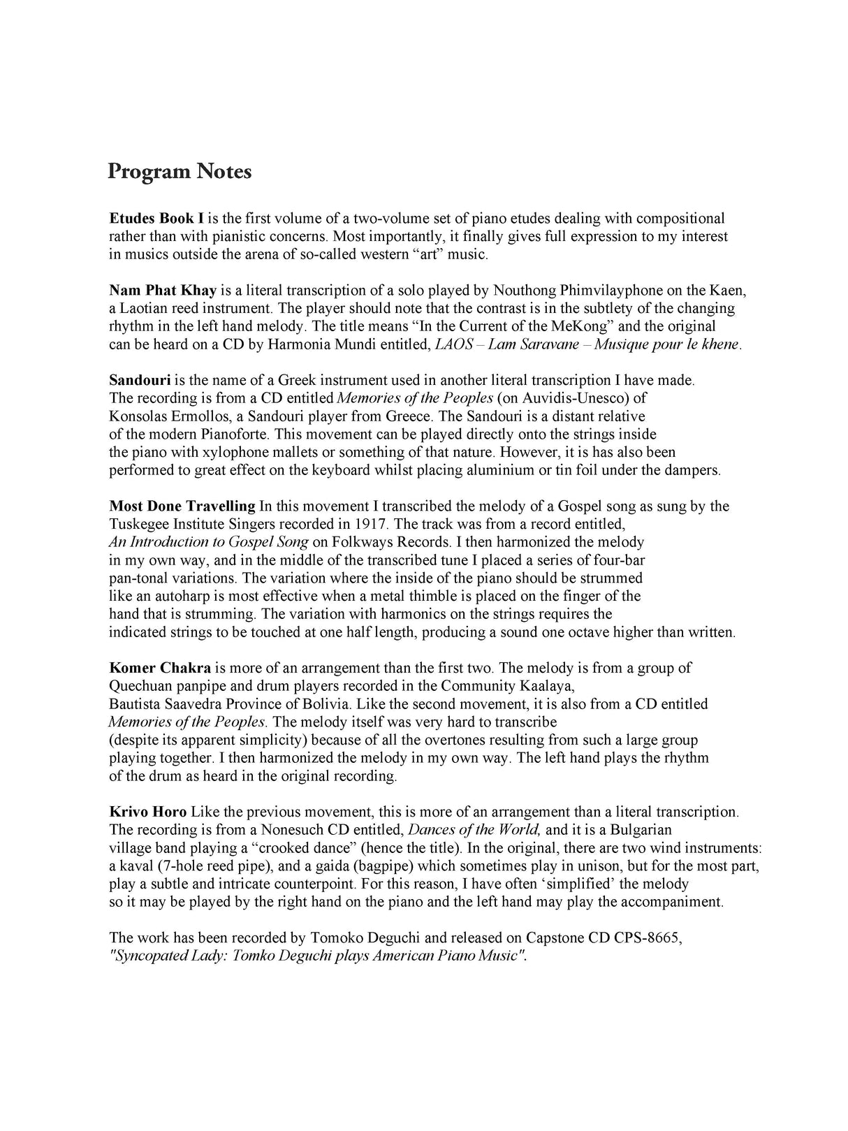 Davidson: Etudes for Piano Book I: A Cultural Odyssey