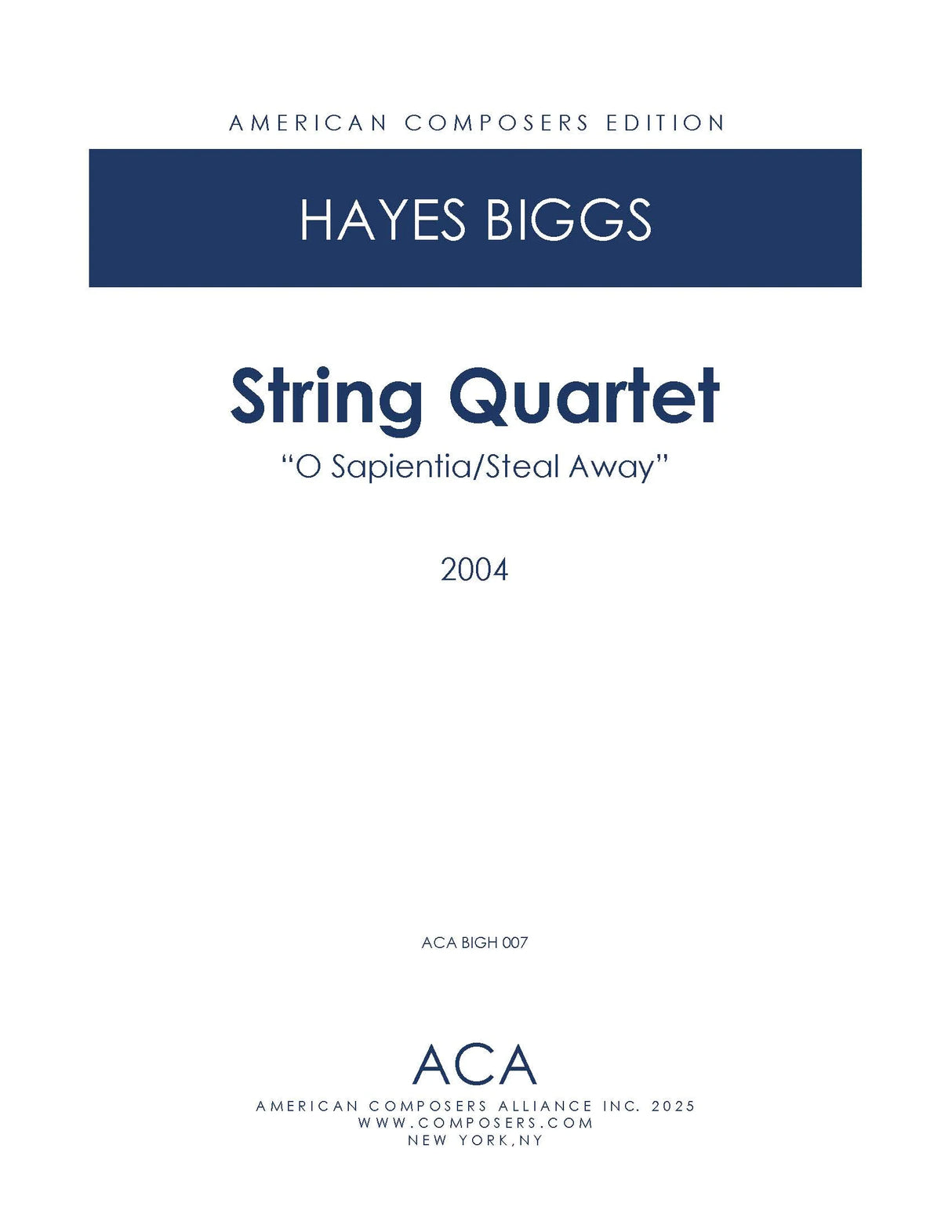 H. Biggs: String Quartet No. 1