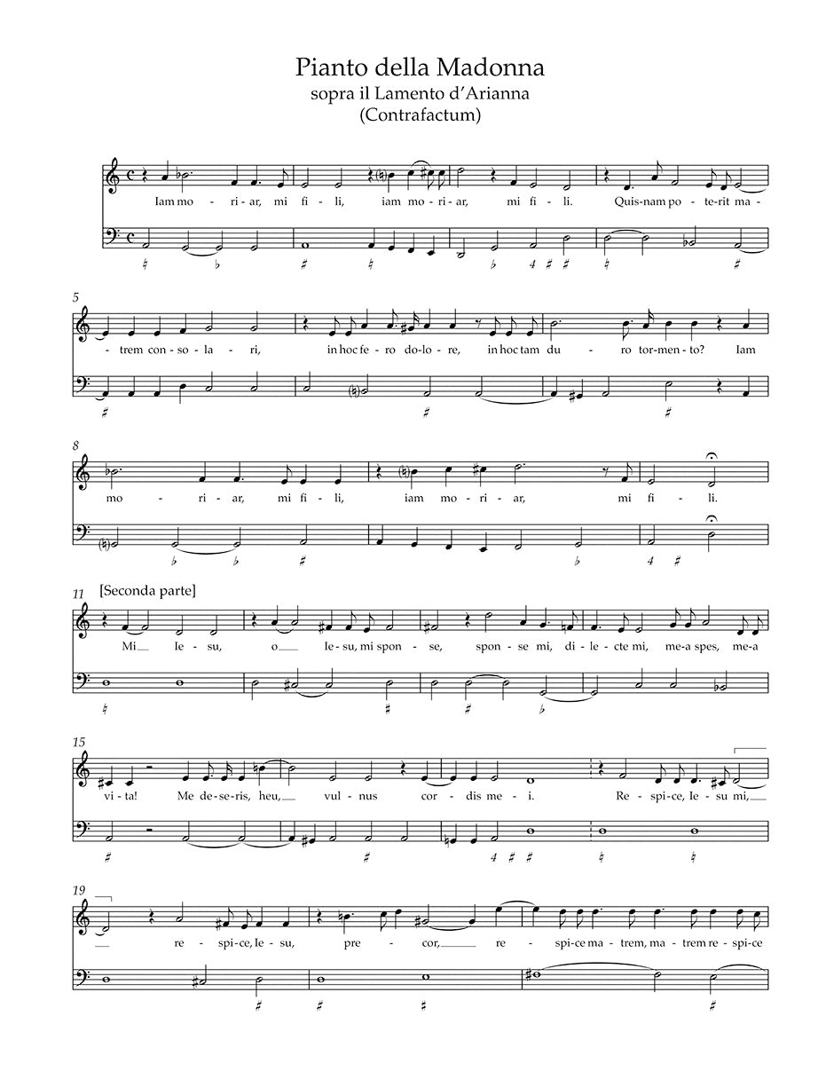 Monteverdi: Lamento d' Arianna (Monodia) / Pianto della Madonna (Contrafactum)