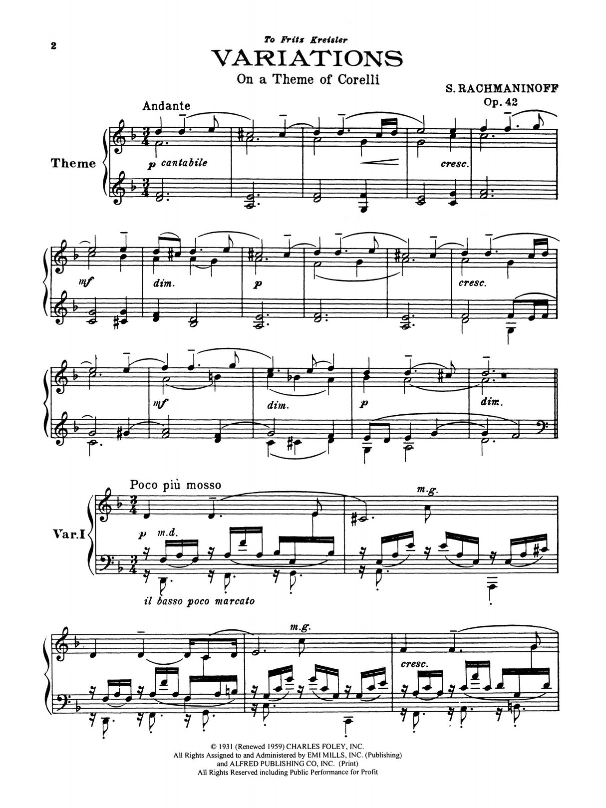 Rachmaninoff: Variations on a Theme of Corelli, Op. 42