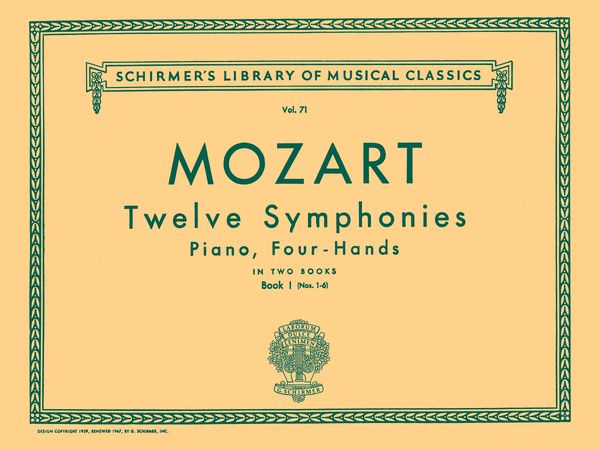 Mozart: 12 Symphonies arr. for piano 4-hands – Book 1 (Nos. 1–6)