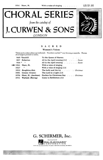 Shaw: With A Voice of Singing