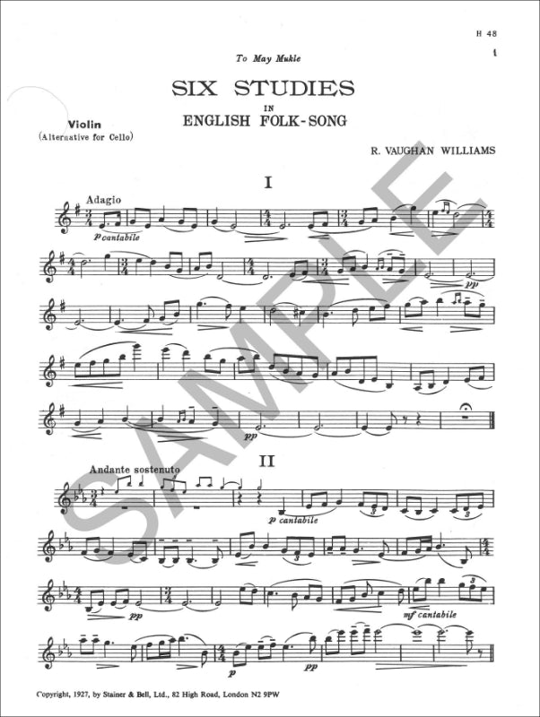 Vaughan Williams: 6 Studies in English Folk Song (arr. for violin)