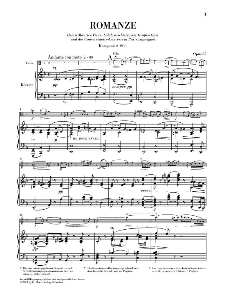 Bruch: Romance in F Major, Op. 85