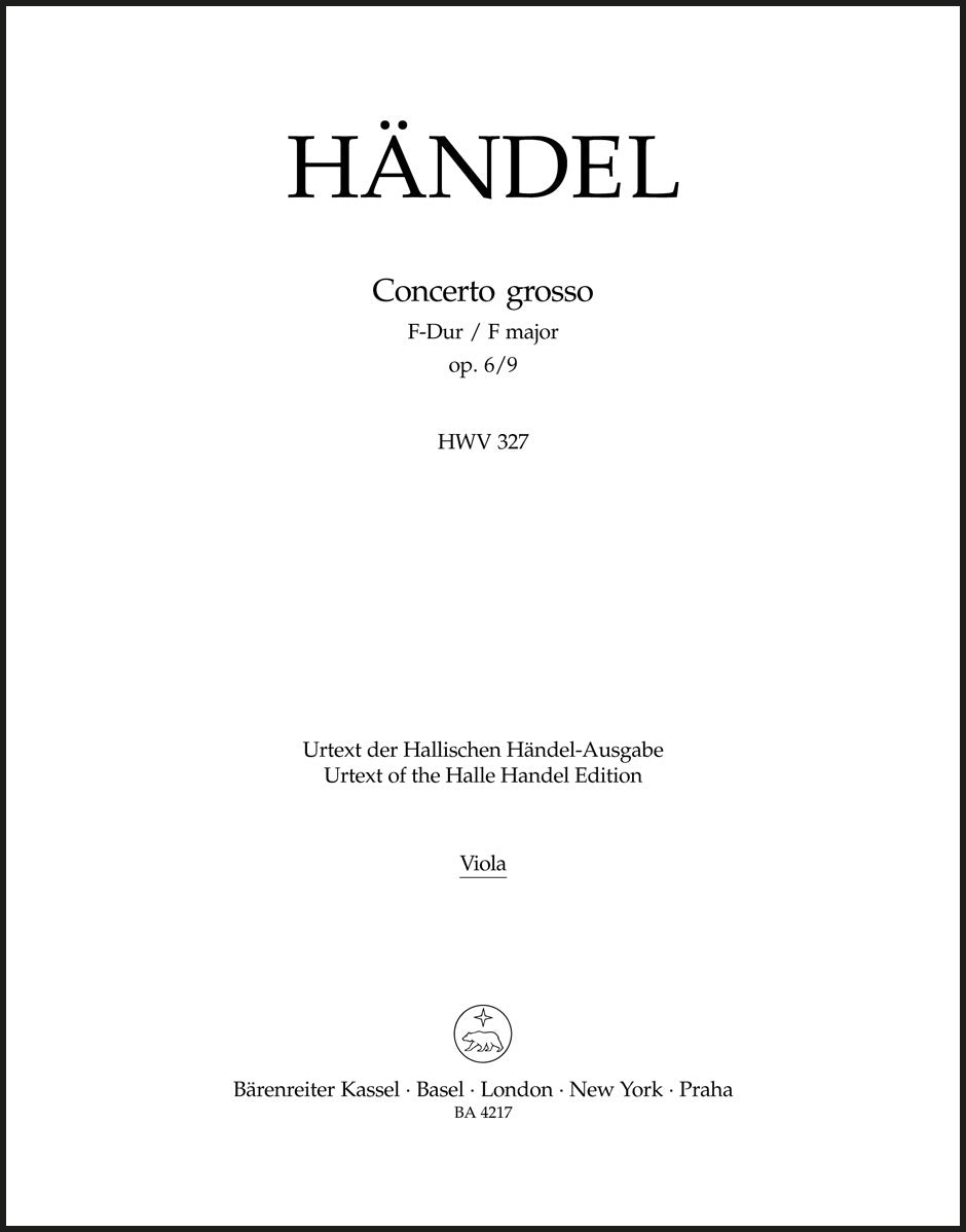 Handel: Concerto grosso in F Major, Op. 6, No. 9, HWV 327