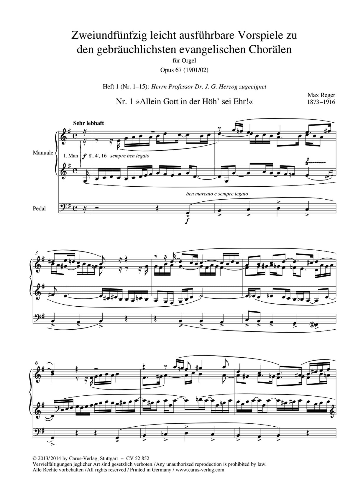 Reger: Chorale Preludes, Op. 67 - Volume 1 (Nos. 1-15)