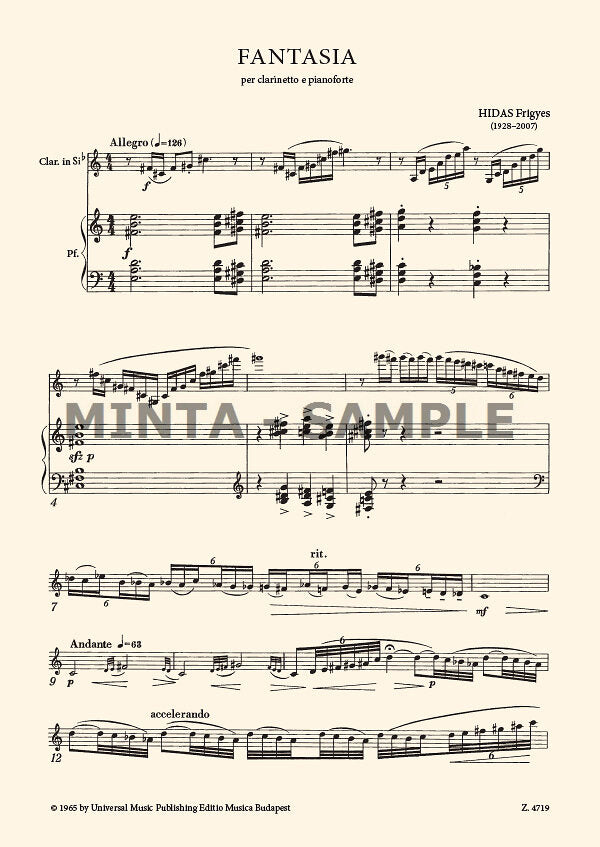 Hidas: Fantasia (arr. for clarinet & piano)