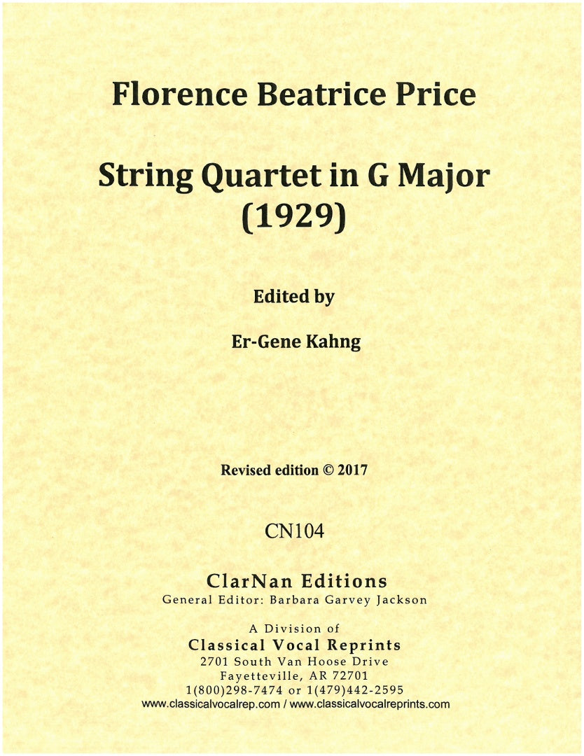 Price: String Quartet No. 1 in G Major