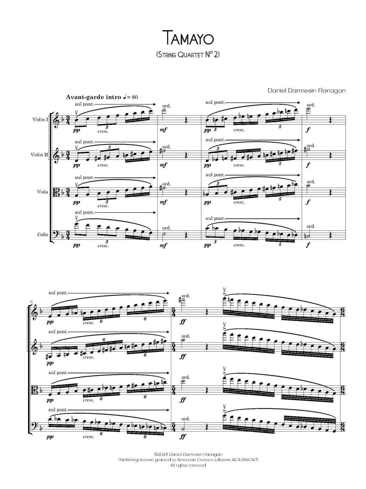 D. Flanagan: Tamayo (Version for String Quartet)