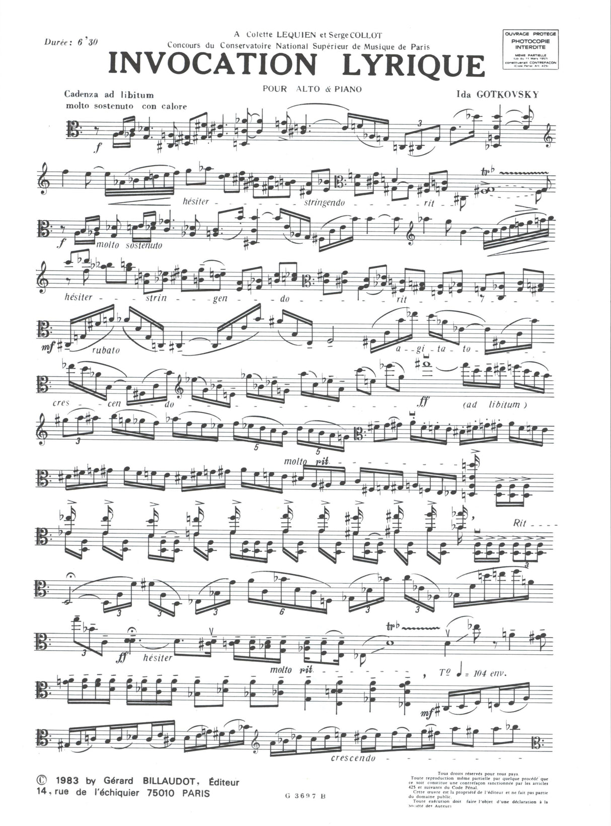 Gotkovsky: Invocation Lyrique