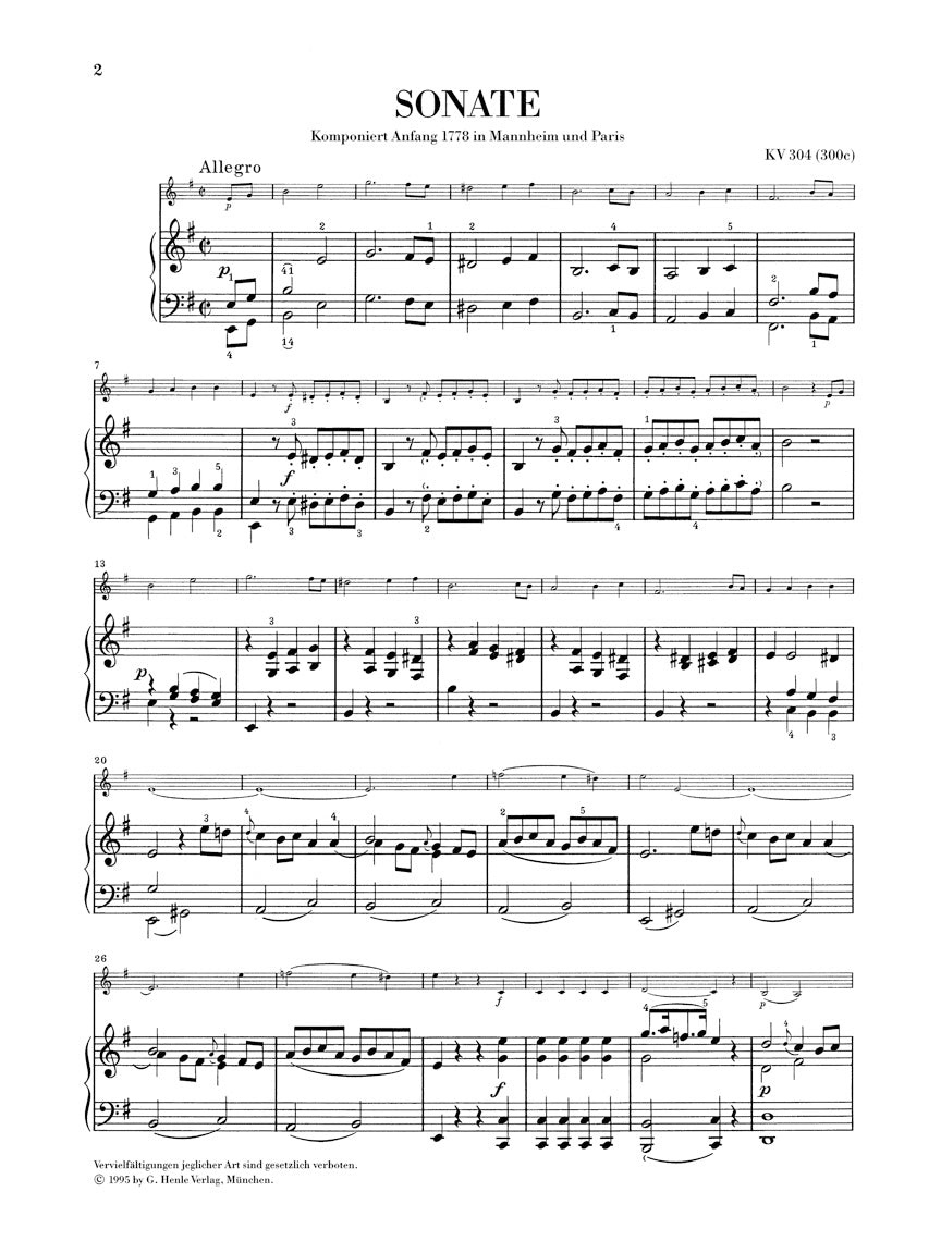 Mozart: Violin Sonata in E Minor, K. 304 (300c)