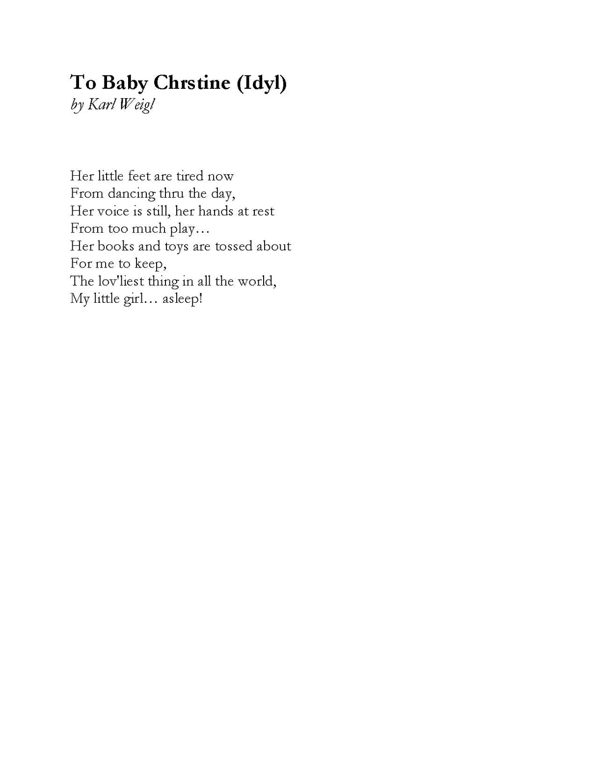 Weigl: To Baby Christine