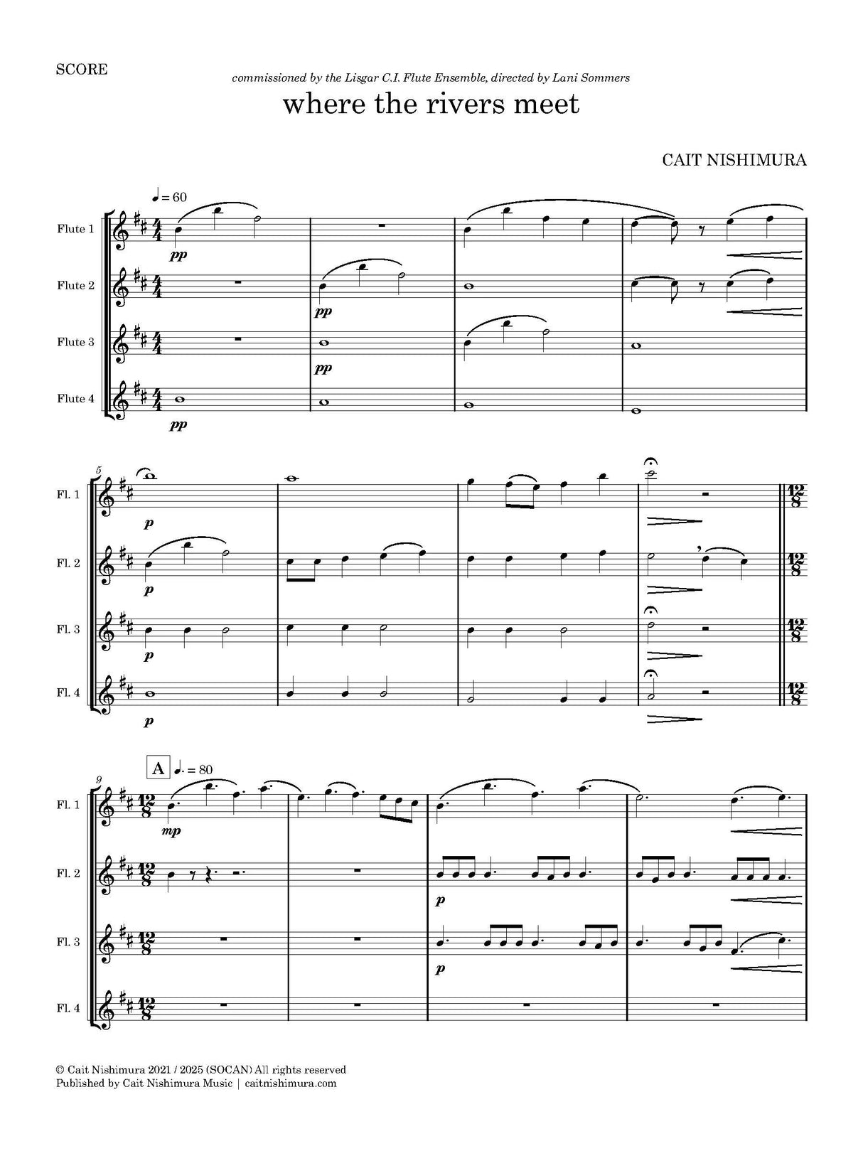 Nishimura: where the rivers meet (Version for 4 Flutes)