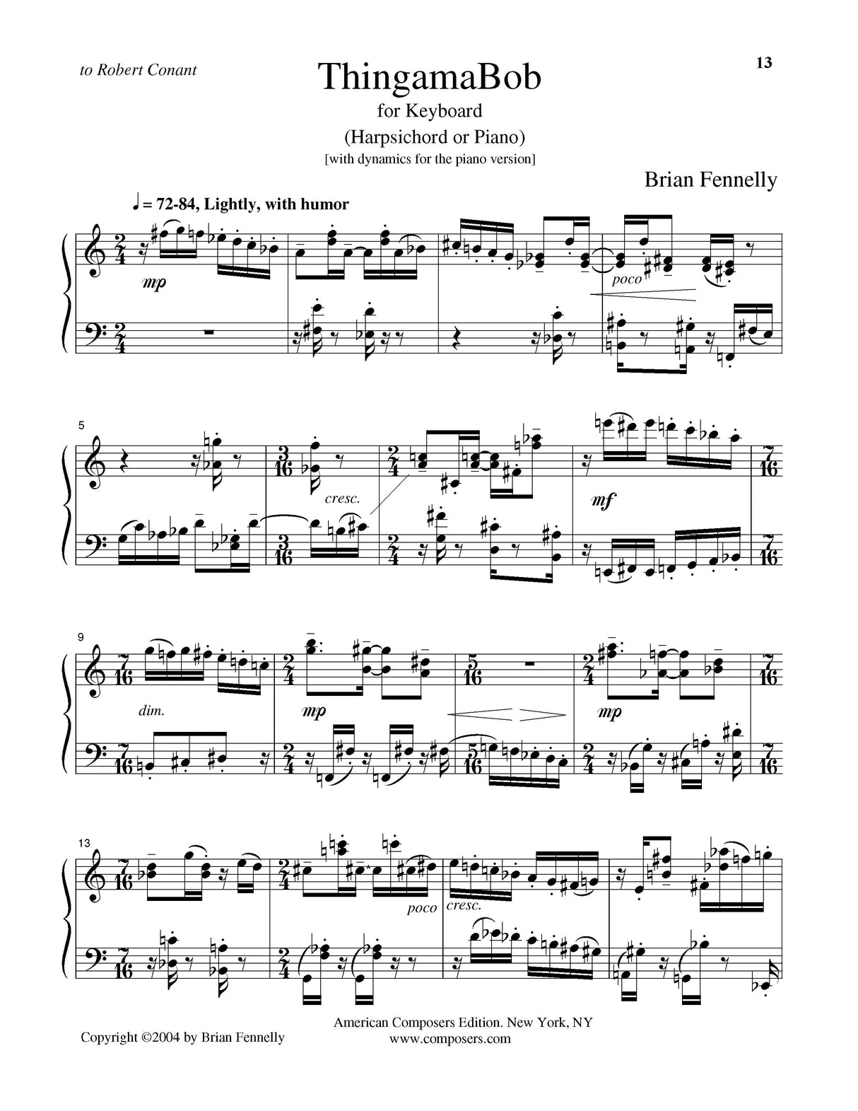 Fennelly: Three Pieces for Piano