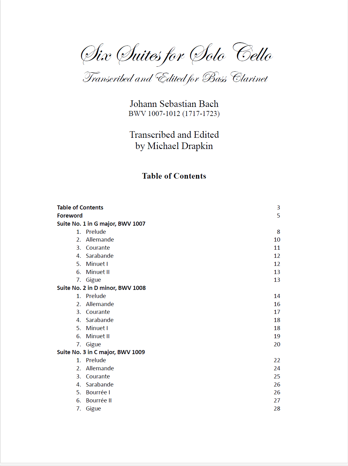 Bach: Cello Suites for Bass Clarinet