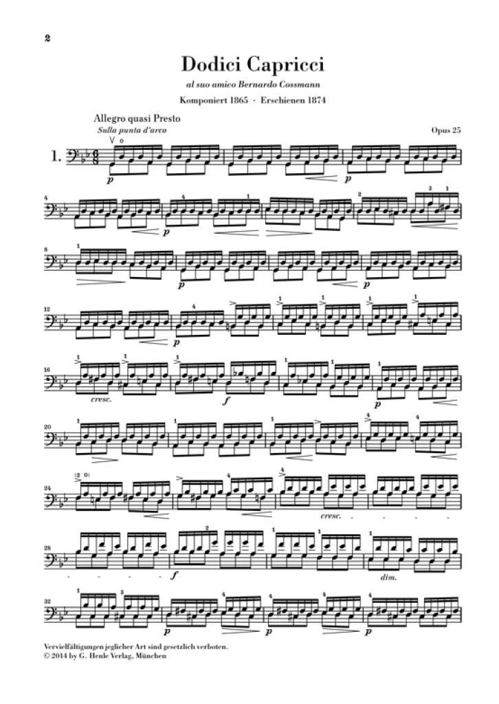 Piatti: 12 Caprices, Op. 25