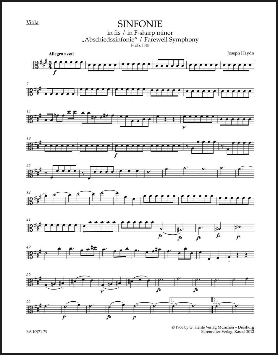 Haydn: Symphony in F-sharp Minor, Hob. I:45