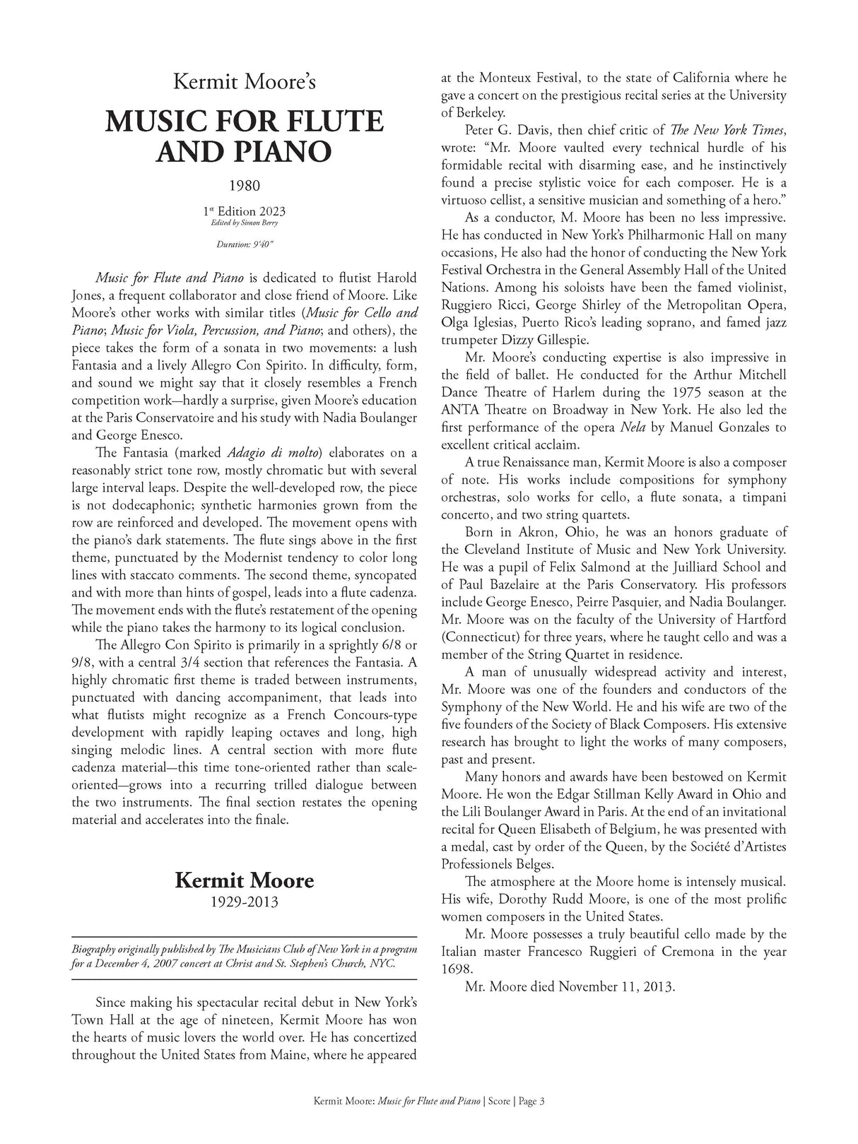 Moore: Music for Flute and Piano