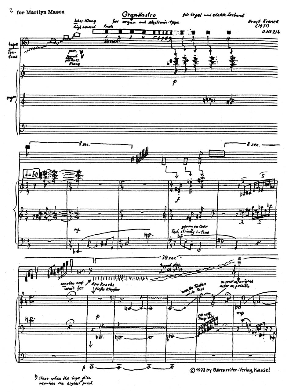 Krenek: Orga-Nastro, Op. 212