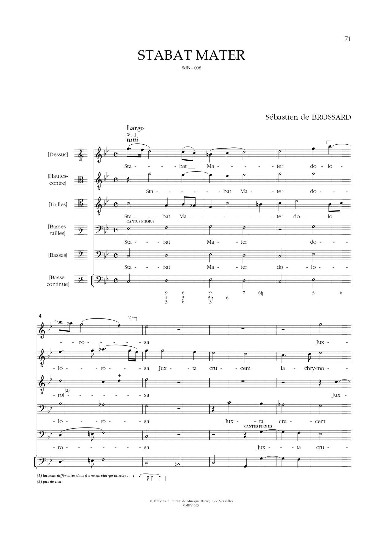 Brossard: L'Œuvre chorale