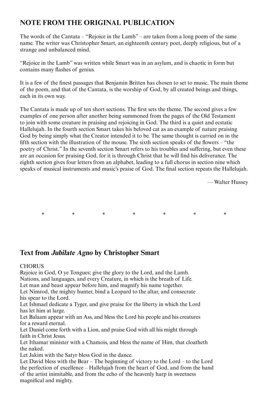 Britten: Rejoice in the Lamb, Op. 30
