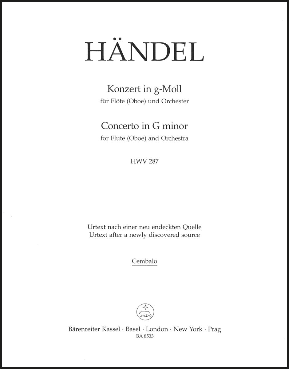Handel: Concerto for Flute (or Oboe) in G Minor, HWV 287