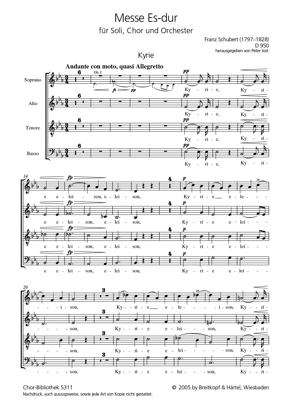 Schubert: Mass in E-flat Major, D 950