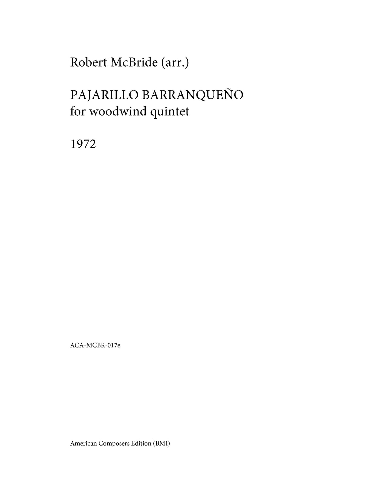 Pajarillo Barranqueño (arr. for wind quintet)