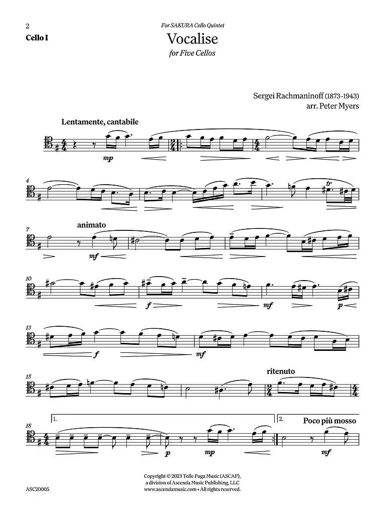 Rachmaninoff: Vocalise, Op. 34, No. 14