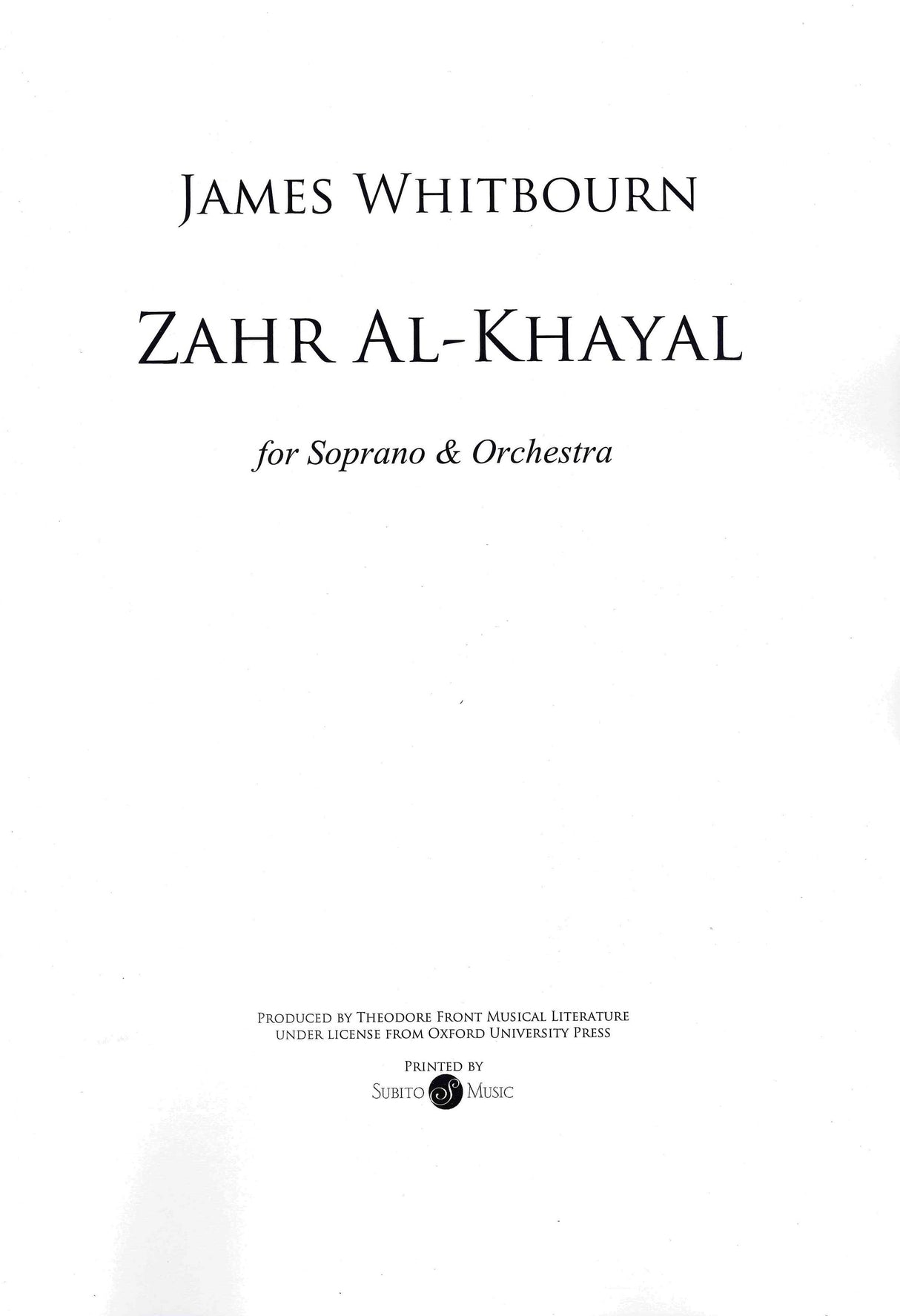 Whitbourn: Zahr Al-Khayal