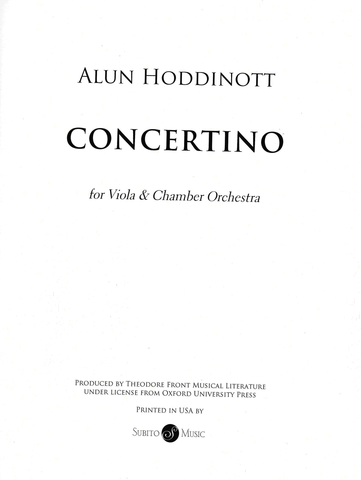 Hoddinott: Concertino for Viola and Chamber Orchestra